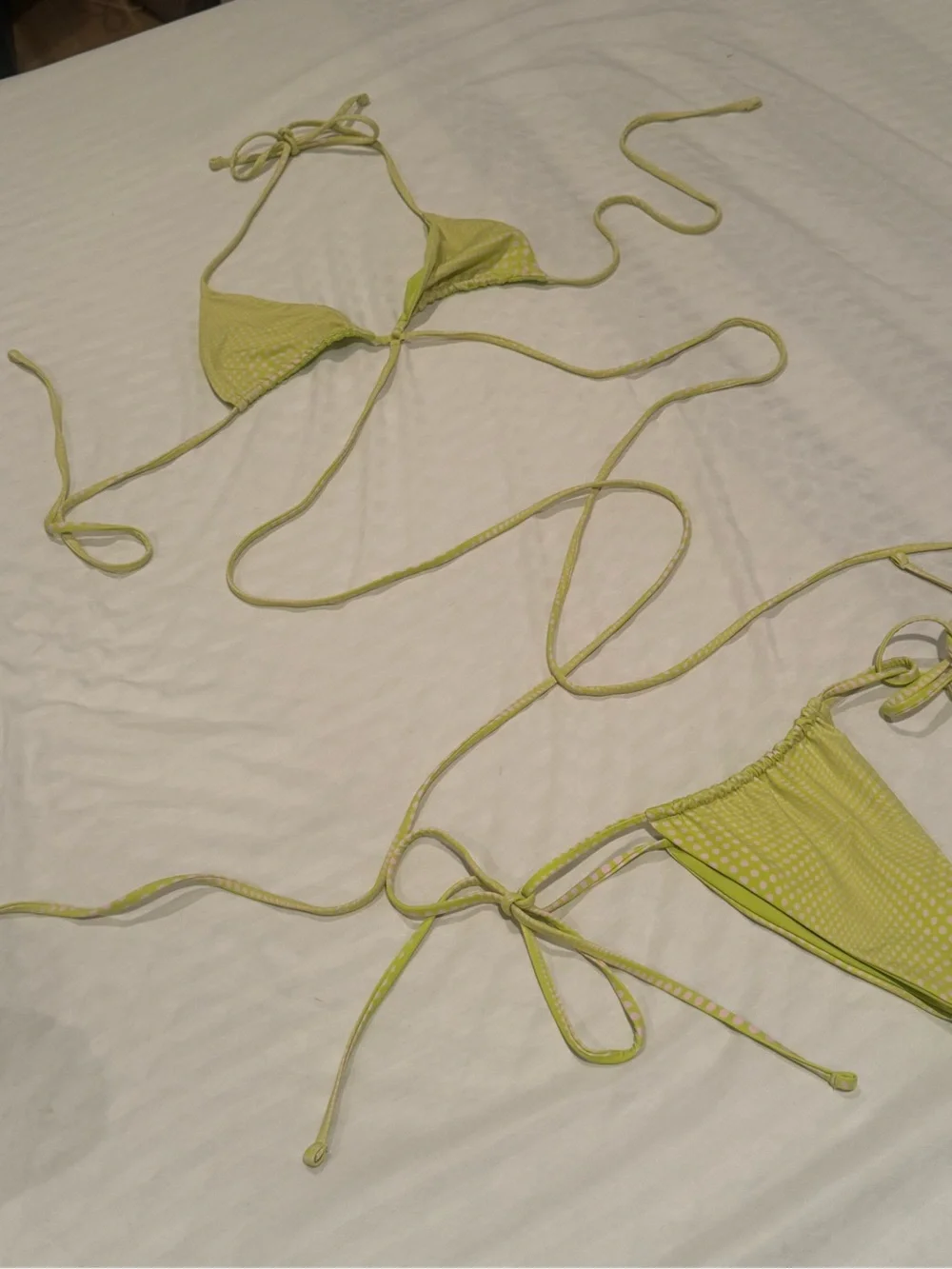 Frankie’s Bikinis - Lime Green Tie-String Triangle Bikini Set
